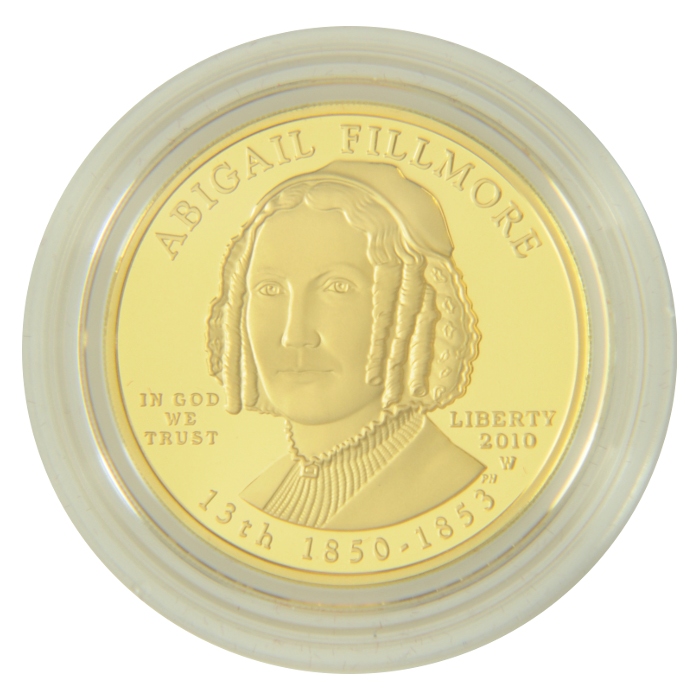Abigail Fillmore First Spouse 1/2 oz Gold Proof Obverse