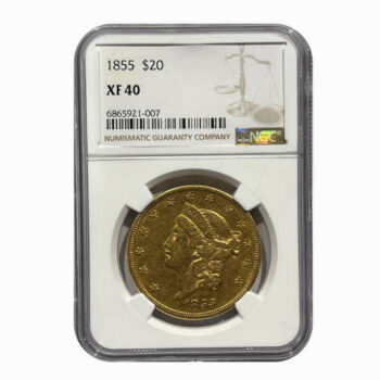 1855 $20 Gold Liberty NGC EF40