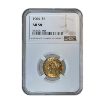 1904 $5 Gold Liberty NGC AU58