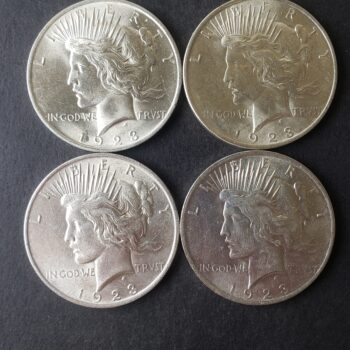 Lot of Four 1923 $1 Peace Silver Dollars