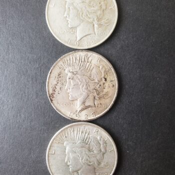 1922, 1923, and 1924 $1 Peace Silver Dollars