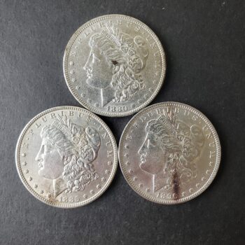 1880, 1885, and 1896 $1 Morgan Silver Dollars