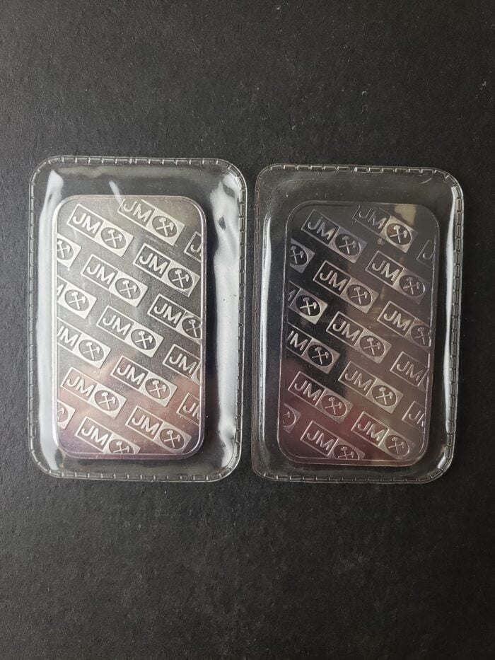 Two Johnson Matthey 1oz Silver Bars in Plastics - Image 2