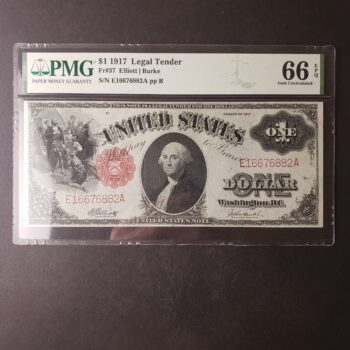 1917 $1 Red Seal Legal Tender Large Note PMG 66 Gem Uncirculated EPQ