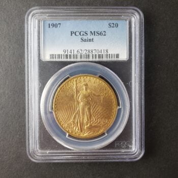 1907 $20 Saint-Gaudens Gold Double Eagle PCGS MS62