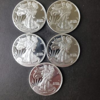 Lot of Five HM 1oz Silver Eagle Rounds at Spot