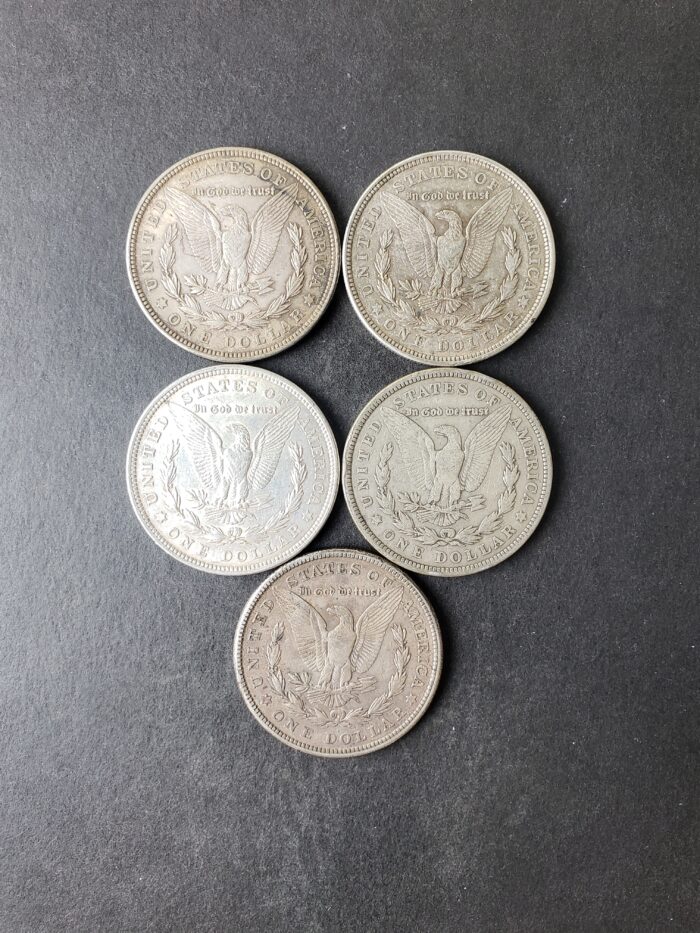 Lot of Five 1921 $1 Morgan Silver Dollars - Image 2
