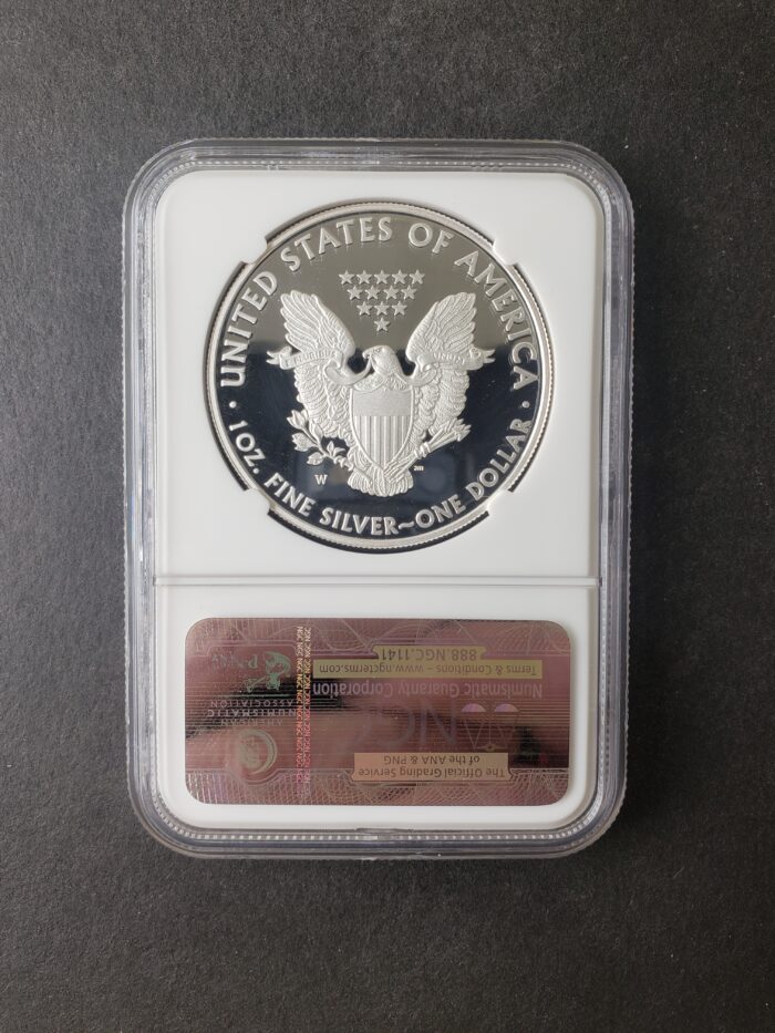 2008 W Proof $1 American Silver Eagle Dollar NGC PF70 Ultra Cameo - Image 2