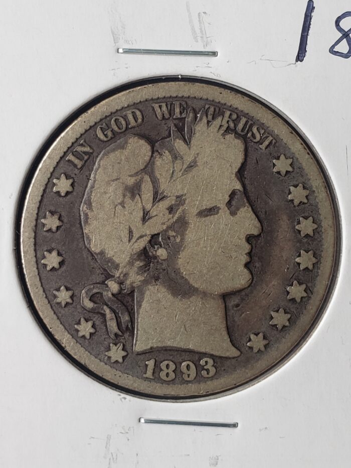 1893 50c Barber Silver Half Dollar - Image 2