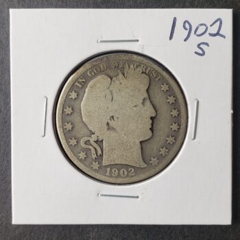 1902 S 50c Barber Silver Half Dollar
