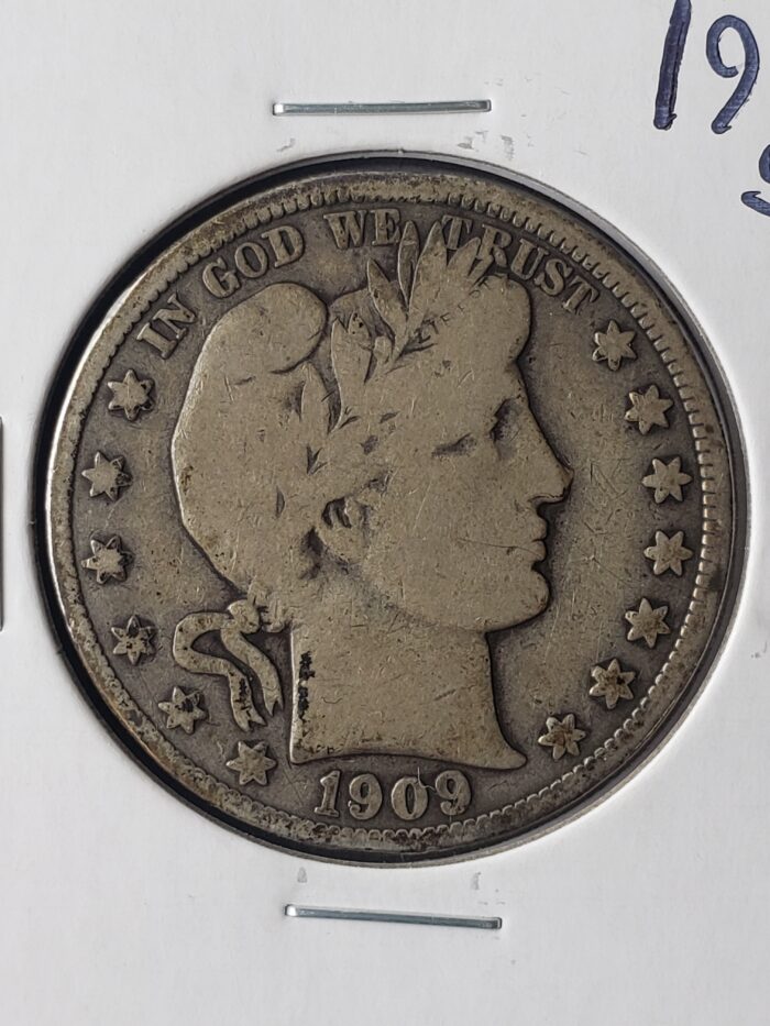 1909 S 50c Barber Silver Half Dollar - Image 2