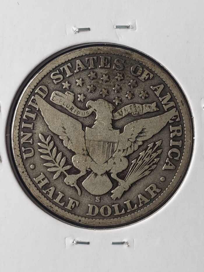 1909 S 50c Barber Silver Half Dollar - Image 3