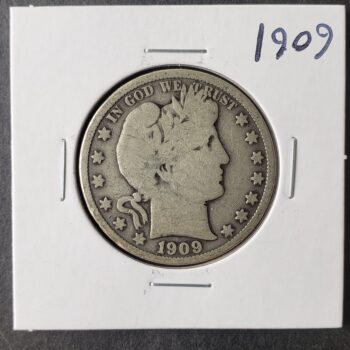 1909 50c Barber Silver Half Dollar