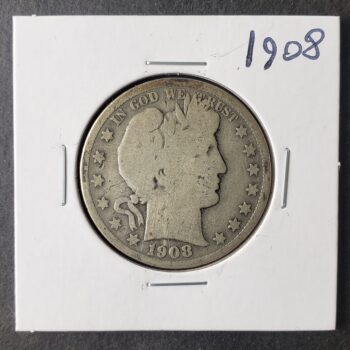 1908 50c Barber Silver Half Dollar