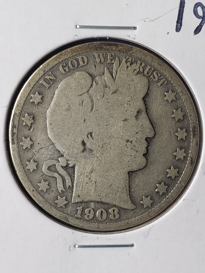 1908 50c Barber Silver Half Dollar - Image 2
