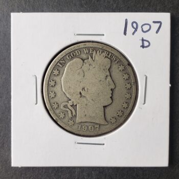 1907 D 50c Barber Silver Half Dollar