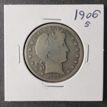 1906 S 50c Barber Silver Half Dollar