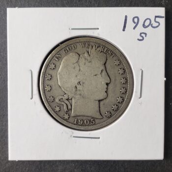 1905 S 50c Barber Silver Half Dollar