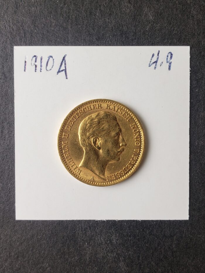 1910 A Germany 20 Marks Gold Wilhelm II - Image 3