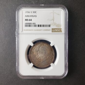 1936 S 50c Arkansas Commemorative Silver Half Dollar NGC MS64
