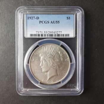 1927 D $1 Peace Silver Dollar PCGS AU55