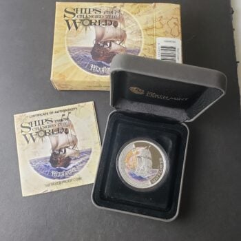 2012 Tuvalu Proof $1 1oz Silver Mayflower Colorized Coin