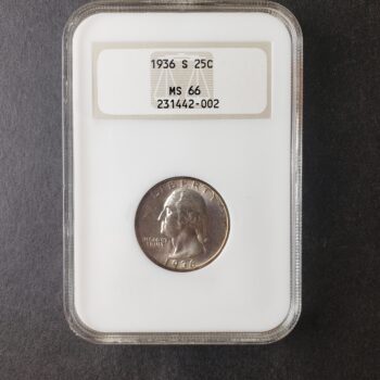 1936 S 25c Washington Silver Quarter Dollar NGC MS66