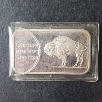 1976 1oz Silver Buffalo Bar in Plastic 50c/oz Over Spot