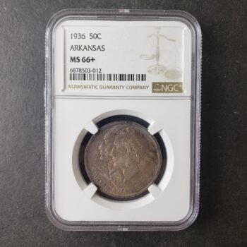 1936 50c Arkansas Commemorative Silver Half Dollar NGC MS66+