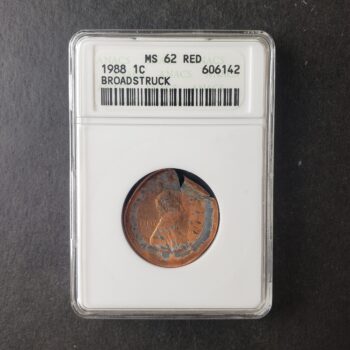1988 1c Lincoln Memorial Cent Broadstruck ANACS MS62 Red