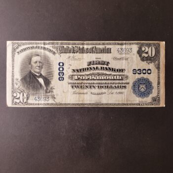 1902 $20 The First National Bank of Portsmouth, Virginia National Currency Large Note