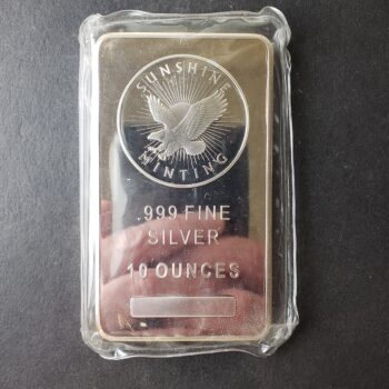 Sunshine Minting 10oz Silver Bar in Plastic at $1/oz Over Spot