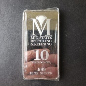 Mid-States Recycling & Refining 10oz Silver Bar in Plastic at Spot