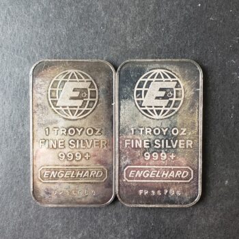 Two Engelhard 1oz Silver Bullhorn Bars