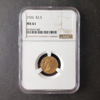 1926 $2.50 Incuse Indian Gold Quarter Eagle NGC MS61