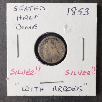 1853 5c Seated Liberty Silver Half Dime
