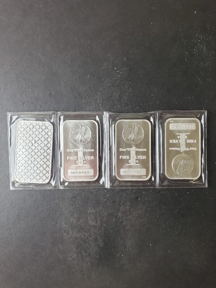 Four HM 1oz Silver Walker Bars in Plastic at Spot