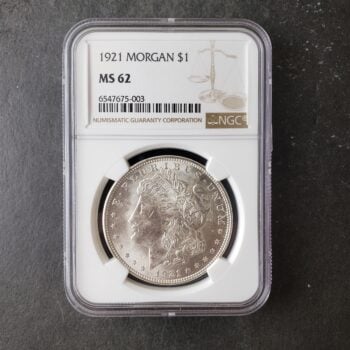 1921 $1 Morgan Silver Dollar NGC MS62