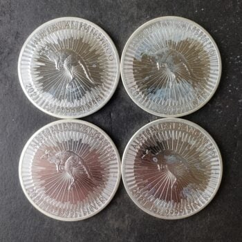 Lot of Four 2021 P Australia $1 1oz Silver Kangaroos