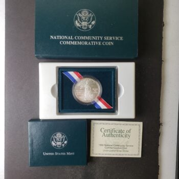 1996 S Uncirculated $1 National Community Service Silver Dollar