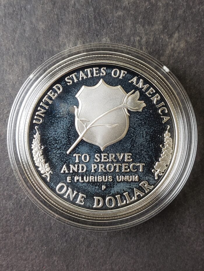 1997 P Proof $1 National Law Enforcement Officers Memorial Silver Dollar - Image 3