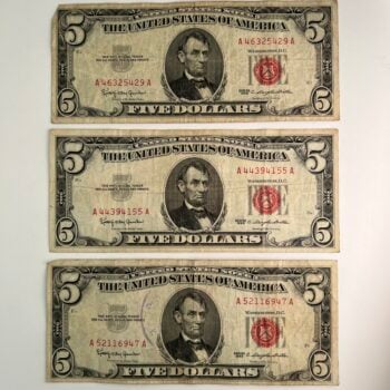 3 - $5 Red Seal Certificates
