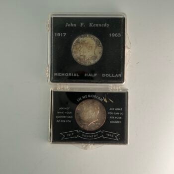 Two 1964 Kennedy Half Dollars in Cases