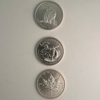 Lot of 3 - 1 Troy Ounce Silver Canada Coins