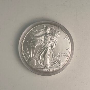 2001 American Silver Eagle in capsule  .50 Over Spot