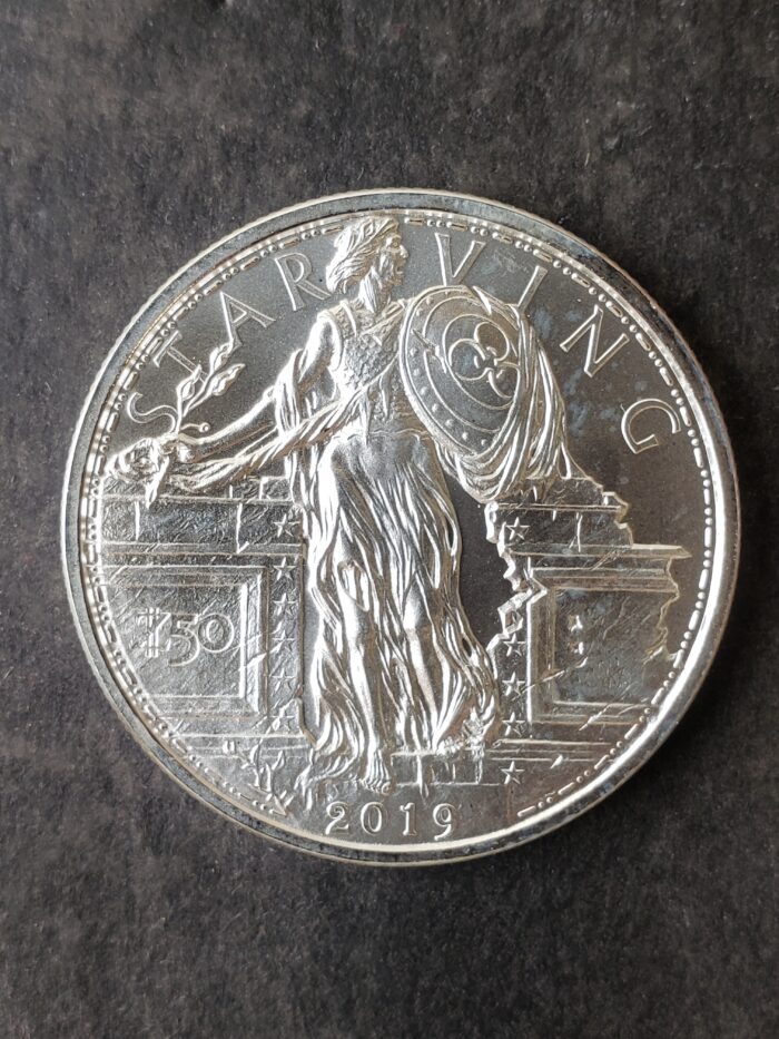 2019 Z50 Zombucks 1oz Silver Starving Liberty Round