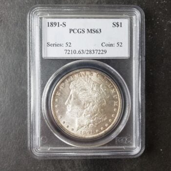 1891 S $1 Morgan Silver Dollar PCGS MS63