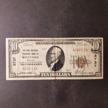 1929 $10 The First National Exchange Bank of Roanoke VA National Currency Note