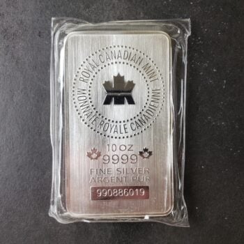 Royal Canadian Mint 10oz Silver Bar in Plastic