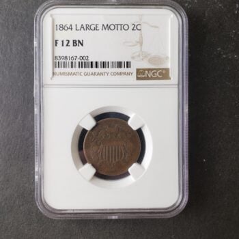 1864 2c Two-Cent Piece Large Motto NGC F12 BN